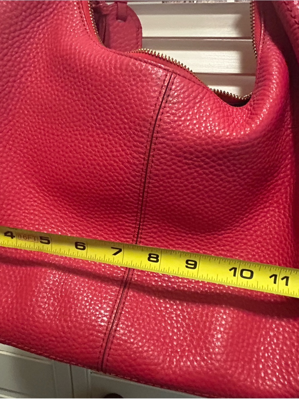 Cole Haan Red Pebbled Leather Hobo Shoulder Bag - Picture 4 of 7
